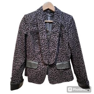 Olsen Sz S leopard print suit jacket